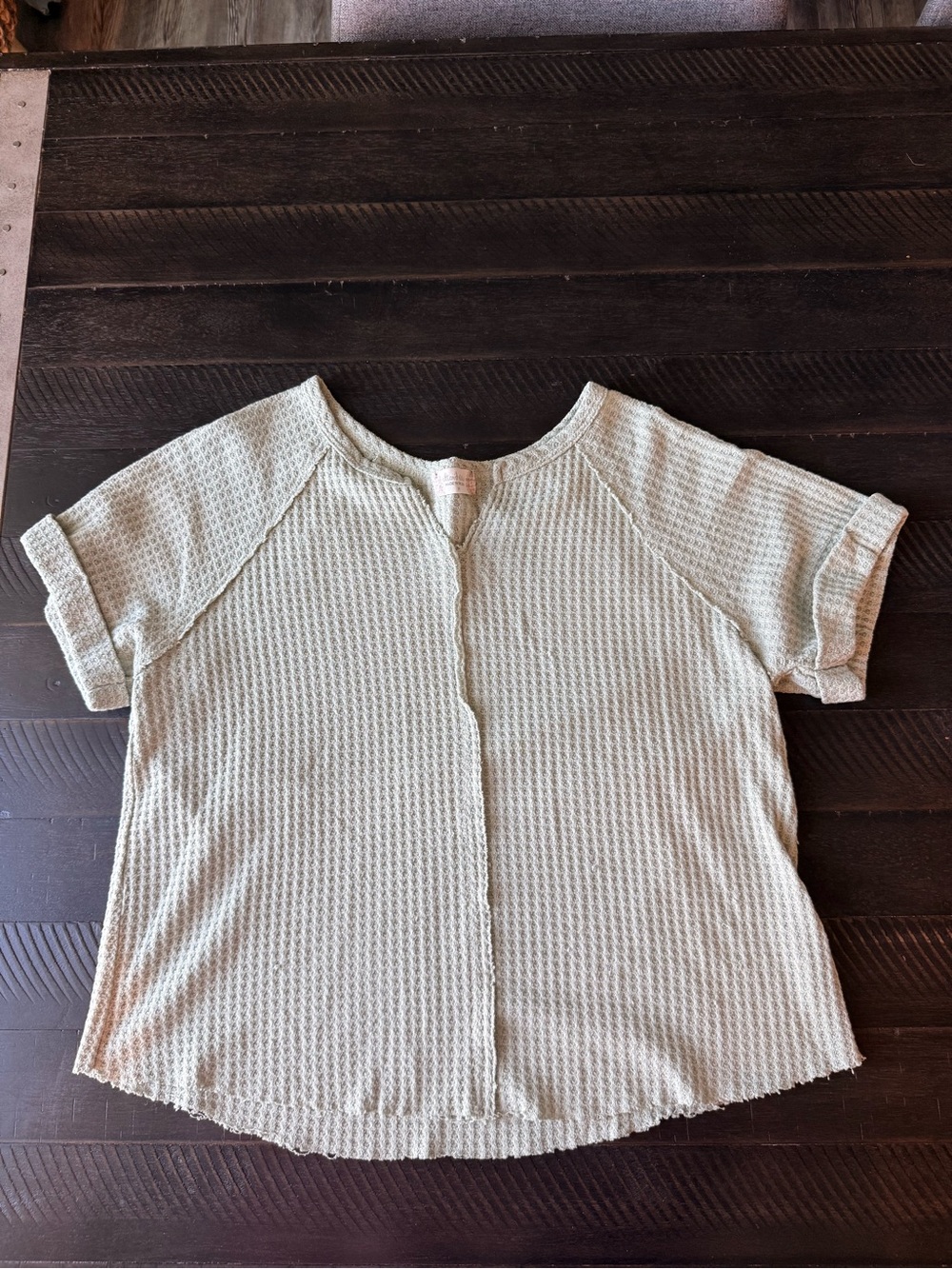 Altar'd State Sage Green Textured Short Sleeve Top